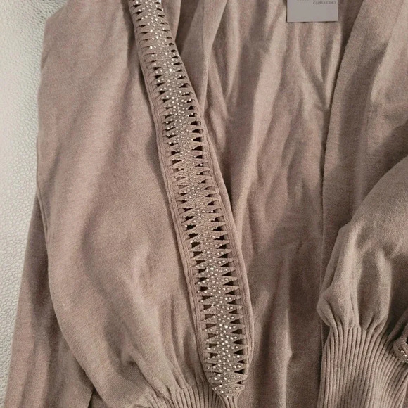 LIV Milano Women's Open Front Long Sleeve Shawl Collar Cappuccino Cardigan M NWT - Picture 12 of 14